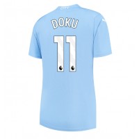 Stroje piłkarskie Manchester City Jeremy Doku #11 Koszulka Podstawowej dla damskie 2023-24 Krótki Rękaw